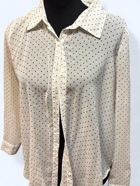 Forever 21 Cream Blouse with Black Polka Dots